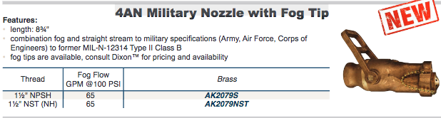 4AN Military Nozzle with Fog Tip